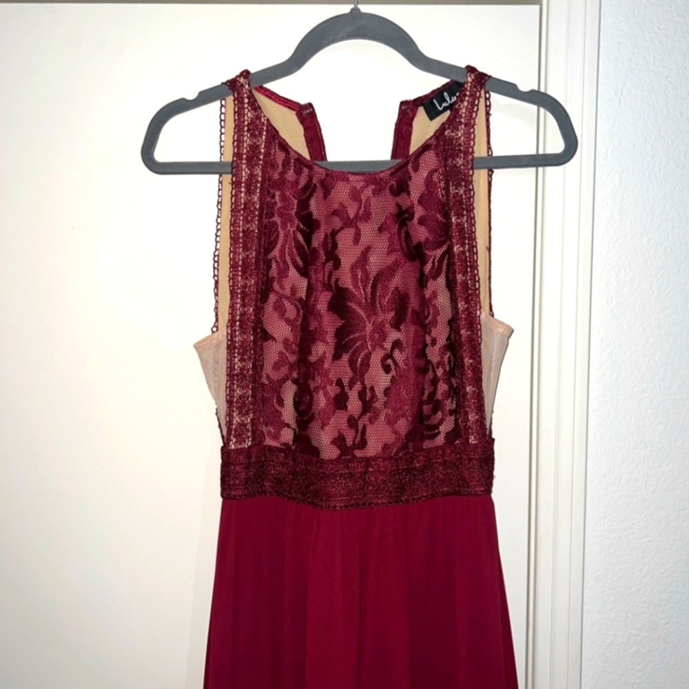 LuLus Forever and Always lace maxi dress